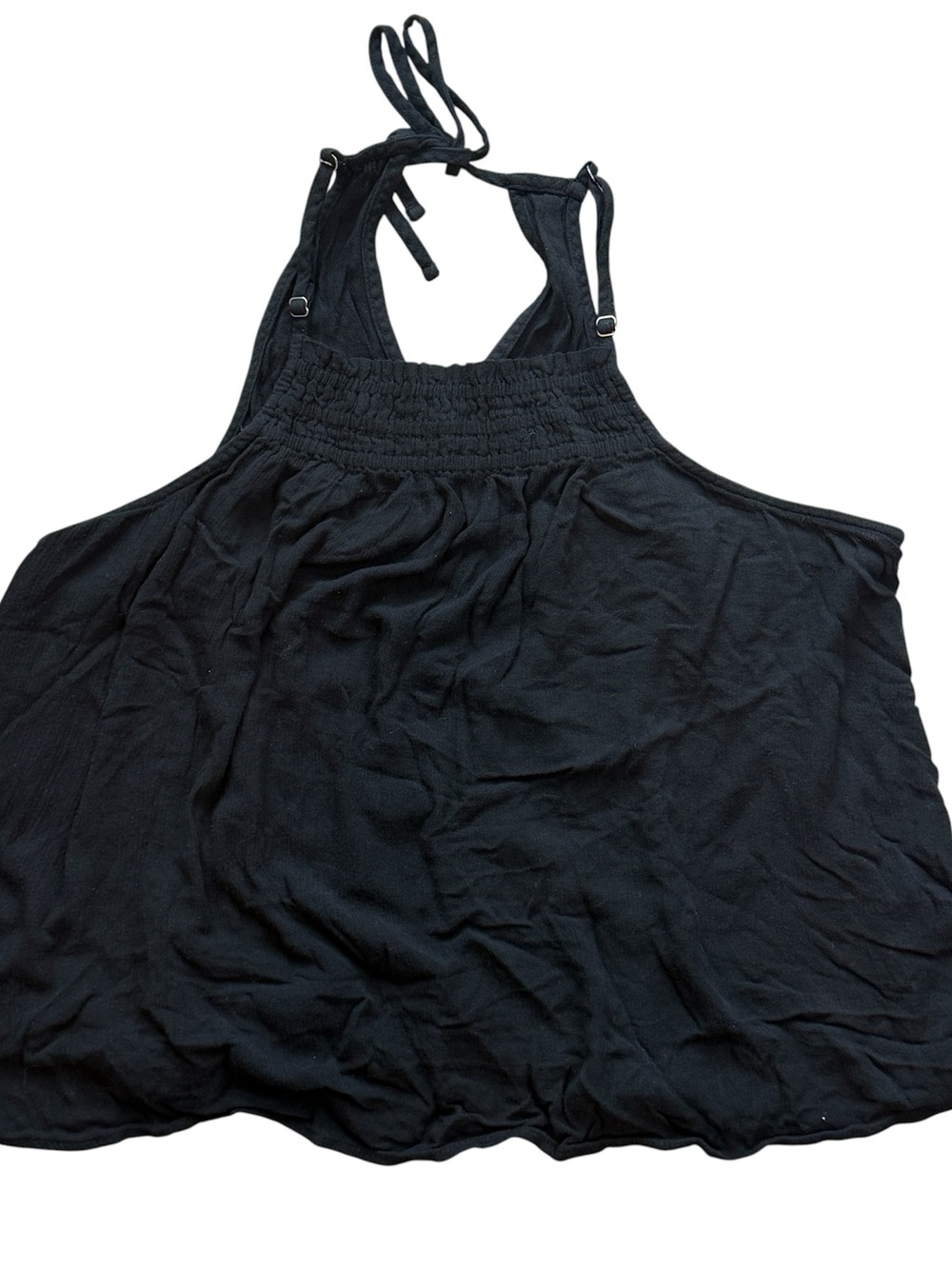 Hollister Black Smocked Flowy Halter Tank Top